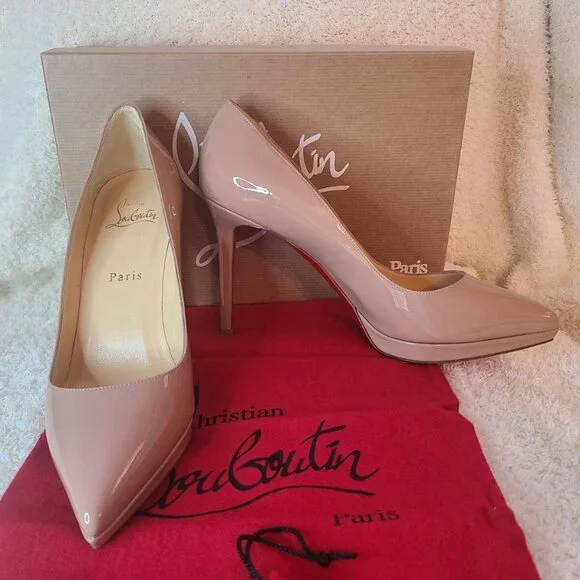 Christian Louboutin Pigalle Plato 100 Nude Patent Pump - Picture 3 of 9